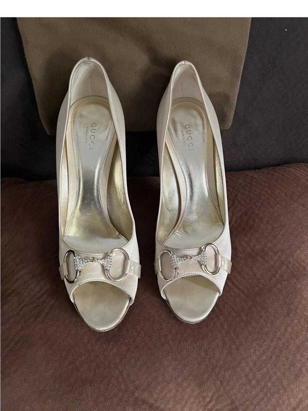 Gucci Crystal peep toe heel. Half Bottom Sole Added. Size 38.5 / US 8.5 B